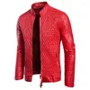 Jaquetas masculinas motocicleta jaqueta de couro falso pu motociclista casual casaco preto vermelho