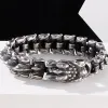 Bracelet à maillons Dragon en or blanc 14 carats pour hommes, Style rétro, bijoux de motard Masuline avec sac cadeau, 8.3 pouces sur la main