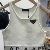 Women Undershirt Designer Vest Womens Fashion Metal Triangle Graphic Knit Camisole Sleeveless Top Casual Solid Color Short Slim Design Outerwear