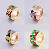 Band Rings Woman Stainess Steel Man Wedding Party Gold Plating Rings Enamel Jewelry Birthday Gifts 240125