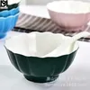 Assiettes cadeau ensemble de vaisselle bol de riz en céramique fleur de Lotus irrégulière os créatif porcelaine glaçure colorée