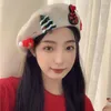 Berets Winter Warm Beret Cap Women's Faux Wool Christmas Hat 3D Reindeer Antler Ears Painter Fashion Cute Flat Top Caps Gift Decor