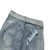 Jeans firmati per pantaloni da uomo Jeans viola Tendenze Distressed Biker strappato nero Slim Fit Moto Mans jeans larghi impilati buco Taglia M-XL