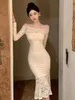 Casual Jurken Gagarich Sexy Celebrity Stijl Een Schouder Jurk 2024 Lente Elegante Hoge Taille Show Middellange Fishtail Vestidos