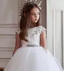 Vestidos de menina flor branca vestido fofo renda decalque decorado arco banda casamento elegante menina jantar aniversário comunhão dres