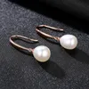 925 Sterling Silber Rose Gold Tropfen Ohrringe für Frauen Süßwasser Perlen Ohrringe Hochzeit Schmuck Weiß Rosa Lila 240126