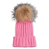 Berretti Cappello da bambino con pompon in pelliccia Berretti sottili Berretto da bambino Real Bobble Baby