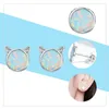 Charm Wostu Sterling Sier Opal Stud Earrings Cat Unicorn Heart Blue Opal Earrings for Women Original Sier Jewelry