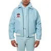 Ikonjacka Sky Blue USA Size Avirex Military Bomber Jacket Casual Athletic Flight Suit Lapel Sheep Leathers