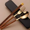 Dinnerware Sets Portable Travel Three-piece Set One-person Chopsticks Stainless Steel Kitchen Accessories Spoon