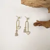 Dangle Earrings Natural Mother Shell Zircon Heart Ear S925 Silver Needle Stud Eco Brass 14k Gold Korea Jewelry for Women Hyacinth