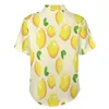 Freizeithemden für Herren, bezauberndes, loses Hemd mit Zitronendruck, männliches Strandfrüchte-Muster, Sommergrafik, kurzärmelig, Neuheit, Übergrößenblusen