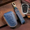 4 5 Button Genuine Leather Car Key Cover Case Fob Keyring Shell for Cadillac ATS CT6 CTS DTS XT5 Escalade ESV SRX STS XTS ELR