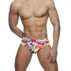 Men's Swimwear Fun Cartoon Print Briefs With/Without Sponge Pad Sexy Low Waisted Adult Bikini Bandage Inside Fashion 2024