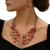 Collana Orecchini Set 2 pezzi/set Esagerato stile etnico bohémien Orecchini con perline di cristallo artificiale Gancio multistrato S