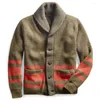 남자 스웨터 가을과 겨울 제품 니트 롱 남자 ​​캐주얼 스트리트웨어 스웨터 2024 슬리브 가디건 버튼 다운 옷깃 줄무늬