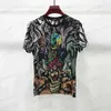 T-shirt da uomo Trendy ed elegante manica corta da uomo di lusso stile coreano T-shirt Harajuku stampa animalier girocollo taglie forti 4XL Top per l'estate T240126