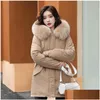 Femmes Down Parkas Designer Manteaux pour femmes Mode Long Parkas Manteau Laine Doublure À Capuche Hiver Slim Avec Col De Fourrure Chaud Neige Porter P Otwby