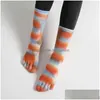 Sports Socks Pilates Five Toe Women Tie-Dyed Non-Slip Sile Crew Yoga YQ240126 Drop Delivery Dhyil