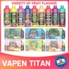 Vapen Titan 10000 Puff10k Vape Disparable Vape Eタバコ蒸気Razz Bar Puff20ml補充Vapeデバイス650MAH充電式無料船