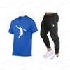 Tracki męskie Spodą na gorąco letnie spodnie T-shirt Ustaw swobodną markę Fitness Pants Jogger Pants T koszule Hip Hop Fash Men'stracksuit T240126