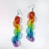 Cute Acrylic Rainbow Chain Earring for Women Handmade Long Colorful Dangle Ear Clip Hook Earrings Club Charms Jewelry Accessories Wholsale Price