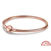 Braccialetti con ciondoli Bracciale con vestibilità autentica Ciondoli con corona originale Cuore T-Bar Lucchetto Chiusura lucida Catena con serpente Bracciali in oro rosa Donna Je Otzbq