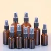 Bottiglie 10PCS 5/10/15/20/30/50/100ml Bottiglia Spray in vetro ambrato Nebulizzatore fine nero Contenitore cosmetico per olio essenziale riutilizzabile