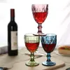 shenzhu Wine Glasses Colored Glass Goblet with Stem 300ml Vintage Pattern Embossed Romantic Drinkware for Party Wedding