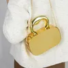 Bolsos de noche Bolso de correa de cadena para mujer Manijas de metal Mini caja Color sólido Espejo acrílico Estilo vintage Cuadrado Hombro diario