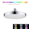 Badezimmer-Duschköpfe, 8-Zoll-RGB-LED-Licht-Duschkopf, rund, automatisch wechselnder Wasserspar-Regen, Hochdruck-Badezimmer-Regendusche YQ240126