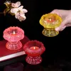 2pcs 양초 홀더 화려한 유리 캔들 컵 램프 홀더 양각 낭만적 인 꽃 촛대 불교 티베트 공급 부처 테이블 장식