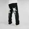 Y2K Hip Hop Mens Jeans Punk Printed Mönster Harajuku Streetwear Straight Leg Jeans Vintage Gothic High midje Slim Trousers 240124