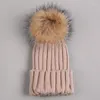 Berretti Cappello da bambino con pompon in pelliccia Berretti sottili Berretto da bambino Real Bobble Baby