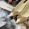 Klasyczne sandały designerskie damskie sukienki ślubne buty letnie gęste obcasy moda spiczaste palce slajdów skórzana platforma profesjonalna