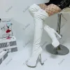 Sukeia Heiße Damen-Frühlings-Overknee-Stiefel, versteckte Plattform, klobige Absätze, runde Zehen, elegante schwarze Partyschuhe, Damen, US-Größe 5–20