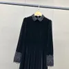 Long Dress Runway Dresses European Designer Luxury New Heavy Industry Embroidered Velvet Black Dress