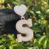 Bubble Letter Iced Out Initial Necklace For Women Prong Seting Pendant Real Gold Plated Hip Hop Fashion Jewelry 240119