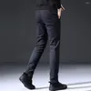 Men's Suits Solid Color Men Casual Trousers Formal Business Style Straight Pants With Mid Waist Full Length For Comfort