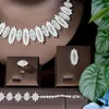 Комплект ожерелья и серег HIBRIDE, классический дизайн листьев, свадебный кубический цирконий, роскошные ювелирные изделия в Дубае, 4 шт., свадебные украшения для женщин, вечерние, N-111