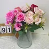 Faux Floral Greenery 7 Heads Artificial Flower Peony Silks Roses Bride White Big Bouquet Wedding Table Fake Flowers Party Vase DIY Country Home Decor YQ240125