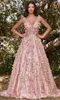 Beach Sexy A-Line Evening Dresses V-Neck 3D-Flower Beads Gowns Sweep Train Party Gown Robe De Soiree Custom Size L24093 Plus Size