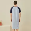 Men's Sleepwear Summer Short Sleeved Nightgown Fashionable Raglan Sleeves Bathrobe Loose Comfortable Modal Male Nightdress 2024