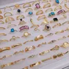 Band Rings 30pcs/Lot Wholesale New Rings for Women Retro Gem Golden Snake Bohemian Party Girl Set Joint Ring Wedding Jewelry Love Gift 240125