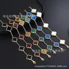 Original 1to1 Van C-A Gold High V Version Four Leaf Grass Five Flower Bracelet Women's Thick Plating Rose Room Full Diamond Fritillaria Live Broadcast 1 O0P0