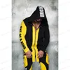 Men's Tracksuits Hip Hop Activewear Men's Cool Hoodies Set 2 Piece Sweatsuit Hooded Jacket and Pants Letter Print Jogging Suit Patchwork Tracksui T240126