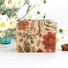 5pcs محفظة نساء Cork Leather Printing Environmental Protectal Protectal Square Square Square Short Card