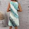 Casual Jurken Dames Korte Jurk Abstracte Print Mouwloos A-lijn Zomer Met Ronde Hals Contrast Kleur Vest Type Dames Voor