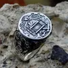 Band Rings EYHIMD Mens 316L Stainless Steel Freemason Ring Masonic Symbol Rings for Men Male Freemasonry Knights Templar Jewelry Gifts 240125