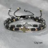 Strand 2 unids/set Pulsera de cuentas para Hombre, cuentas de piedra de hematita, conjuntos de dijes cruzados, regalo de joyería, Pulsera para Hombre